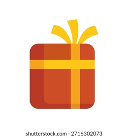 Diese minimalistische Vektorgrafik zeigt eine rote Geschenkbox mit einer gelben Schleife, die ein Gefühl des Feierns hervorruft und
