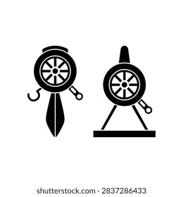 This is a minimalist vector illustration of a Hand Sirene icon, featuring a simple, clean, and solid glyph style. The icon can be used as a symbol, sign, or logo.