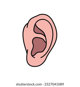 This minimalist vector illustration of a human ear highlights anatomy and is ideal for medical, audiology, and educational use.