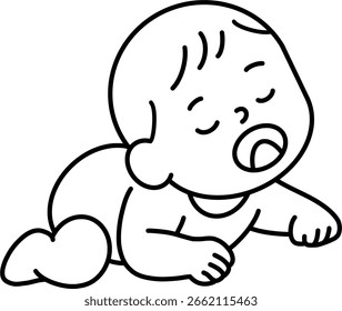 This minimalist vector illustration is perfect for baby-themed coloring books, educational materials, nursery designs, birth announcements, parenting blogs, baby shower invitations, and baby-related p
