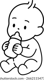 Diese minimalistische Vektorgrafik ist perfekt für Malbücher zum Thema Baby, Lehrmaterialien, Kindergartendesigns, Geburtsanzeigen, Erziehungsblogs, Babyduscheinladungen und Babybezogene p