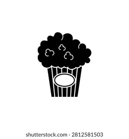 This is a minimalist vector illustration of a Popcorn icon, featuring a simple, clean, and solid glyph style. The icon can be used as a symbol, sign, or logo.