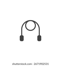Diese minimalistische Vektorgrafik zeigt ein Sprungseil. Dieses Symbol symbolisiert Fitness, Bewegung und Herz-Kreislauf-Aktivität und eignet sich perfekt für Projekte, die eine einfache und dennoch wirkungsvolle Darstellung benötigen
