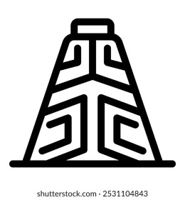 This minimalist vector illustration represents a mayan pyramid, evoking the historical and cultural significance of this pre columbian civilization