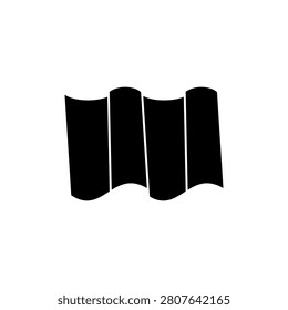 This is a minimalist vector illustration of a rooftile icon, featuring a simple, clean, and solid glyph style. The icon can be used as a symbol, sign, or logo