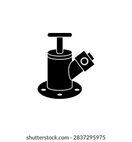 This is a minimalist vector illustration of a Single Head Hydrant Valve icon, featuring a simple, clean, and solid glyph style. The icon can be used as a symbol, sign, or logo.