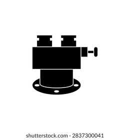 This is a minimalist vector illustration of a Two Way Inlet Connection icon, featuring a simple, clean, and solid glyph style. The icon can be used as a symbol, sign, or logo.