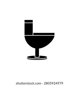 This is a minimalist vector illustration of a water closet icon, featuring a simple, clean, and solid glyph style. The icon can be used as a symbol, sign, or logo
