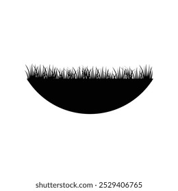 Esta Imagen de Vector minimalista muestra una silueta de medio círculo de un parche de hierba sobre un fondo blanco