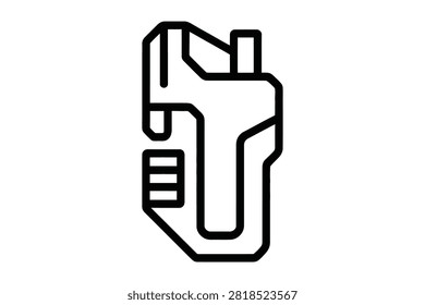 This minimalist vector outline icon features a handheld staple gun used for construction and home repair tasks. It showcases a clean black stroke design on a solid white background perfect for project guides.