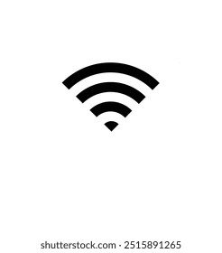 This minimalist Wi-Fi icon represents wireless network connectivity, ideal for use in tech-related projects, websites, apps, or educational materials. The design features a clean, symmetrical lines