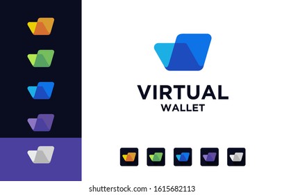 this minimalistic design is based on initial letter " V " with a young modern Color Tranparancy style, featuring a wallet symbol neatly packed in geometric shape. 