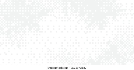 Este minimalista patrón pixelado blanco y gris crea un moderno fondo abstracto, ofreciendo una sutil textura digital adecuada para diversas aplicaciones de diseño