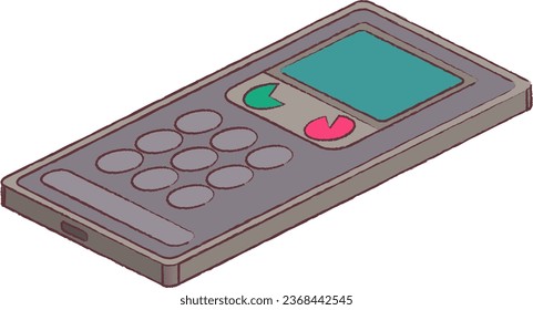 This mobile phone illustration is crafted in isometric style, seamlessly blending into your design code. Its unique isometric design sets it apart, with a distinctiveness of 50%, avoiding the ordinary