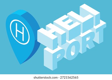 Esta ilustração 3D moderna apresenta a palavra "Heliport" em letras grandes e limpas em bloco renderizadas em tons claros de azul e branco. Ao lado do texto está um ícone de pino de localização proeminente marcado com a letra "H", um símbolo universal para áreas de pouso de helicópteros. Toda a composição é colocada em um fundo azul suave, criando uma paleta de cores calmas, profissionais e relacionadas à aviação.

A perspectiva tridimensional, sombras sutis e formas geométricas suaves adicionam profundidade e clareza, tornando o design visualmente atraente e fácil de ler. A combinação de tipografia e ícone de navegação claramente comunica temas de transporte de helicópteros, infraestrutura de aviação e marcação de localização precisa.

Esta imagem é adequada para uso de estoque em projetos relacionados a viagens aéreas, serviços de emergência e médicos, mobilidade urbana, logística, aplicações de mapeamento e planejamento de transporte. Ele pode ser usado para sites, aplicativos móveis, apresentações, infográficos, conceitos de sinalização, materiais educacionais ou conteúdo promocional focado em serviços de aviação e helicópteros. O estilo limpo e mínimo garante versatilidade em mídia digital e de impressão.