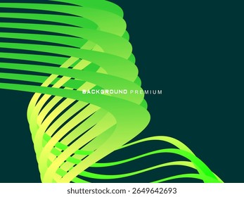 This modern abstract background features shades of bright green and lime yellow with dynamic lines that curve and sharpen, creating the illusion of movement and speed, ideal for digital backdrops, pre