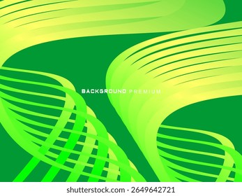 Este moderno fundo abstrato apresenta tons de verde brilhante e amarelo-limão com linhas dinâmicas que curvam e afiam, criando a ilusão de movimento e velocidade, ideal para cenários digitais, pre