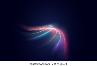 This is a modern abstract high-speed motion effect png. It is also a futuristic dynamic motion technology. It can be used as a banner or poster design background idea. Fast speed lines.