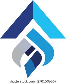 Dieses moderne abstrakte Logo mit nach oben weisenden blauen und grauen Elementen symbolisiert Wachstum, Innovation und Fortschritt. Perfekt für Tech-Finanz- oder Immobilienunternehmen