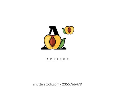 Es handelt sich um einen modernen Apricot Vector, eine hervorragende Kombination von Apricot-Symbol mit Buchstabe A als Erstausstattung von Apricot selbst. Ideal für Logo, Monogramm, Symbol oder Grafikdesign.