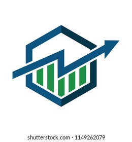This modern business logo features a dynamic upward arrow combined with a circular chart element, symbolizing financial growth, progress, analytics, and long-term performance. The rising arrow represents success, profitability, and positive trends, while the circular shape conveys continuity, stability, and strategic planning. The clean geometric construction reflects professionalism and precision, making the logo highly suitable for corporate and financial branding.