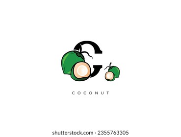 Este es un vector de coco moderno, Gran combinación de símbolo de coco con letra C como inicial del coco. Agradable para logotipos, monogramas, símbolos o cualquier necesidad de diseño gráfico.