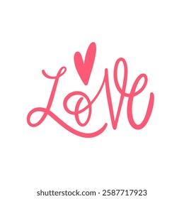 This modern design features love typography with a charming heart accent, ideal for romantic themes