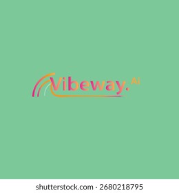 Dies ist ein modernes und dynamisches Logo für Vibeway.ai. Das Design zeigt den Firmennamen in einer eleganten, stilisierten Schriftart mit einem lebendigen Farbverlauf, was auf eine zukunftsweisende und innovative Marke hindeutet. Die 