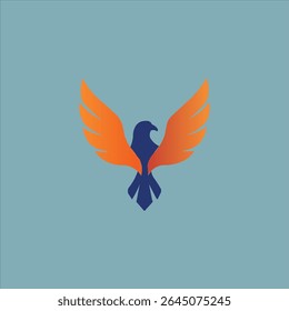 Esta é uma ilustração vetorial moderna e elegante de um pássaro estilizado em voo. O design apresenta um pássaro poderoso, assemelhando-se a uma águia, falcão ou uma fênix mítica, 
