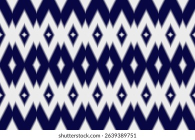This modern Ikat-inspired vector pattern draws from the rich heritage of Thai textile traditions. The deep indigo and symmetrical diamond motifs reflect a blend of cultural legacy and minimalist geome