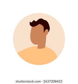 This modern illustration features a minimalistic person silhouette and avatar. The graphic showcases a character in profile view. This vector art represents identity, youth, and diversity.
