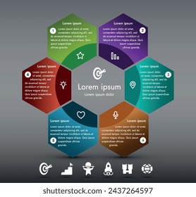 This is a modern and informative design, ideal for use in presentations, booklets or web banners to promote business and social issues.