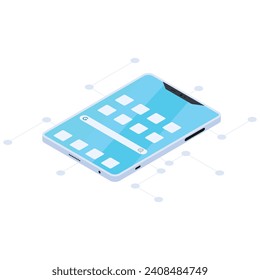 This modern isometric tablet illustration is perfect for showcasing your app or website design.