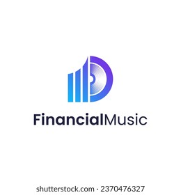 Este logotipo moderno, una combinación de gráficos de crecimiento y vinilo, es muy adecuado para su uso como logotipo de música financiera.