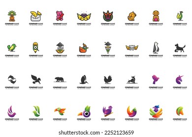 esta es una colección moderna de logotipo y logotipo de mascota