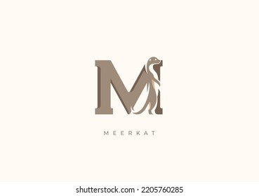 This is a modern logo of Meerkat, Great combination of Meerkat symbol with letter M as initial of Meerkat itself