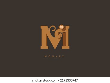 This is a modern logo of Monkey, Great combination of Monkey symbol with letter M as initial of Monkey itself