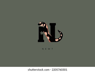 This is a modern logo of Newt, Great combination of Newt symbol with letter N as initial of Newt itself.