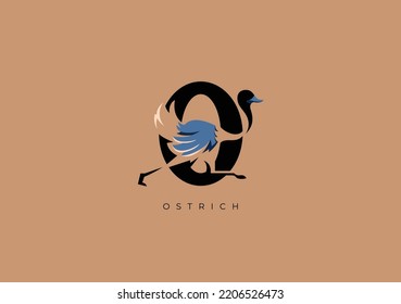 This is a modern logo of Ostrich, Great combination of Ostrich symbol with letter O as initial of Ostrich itself.