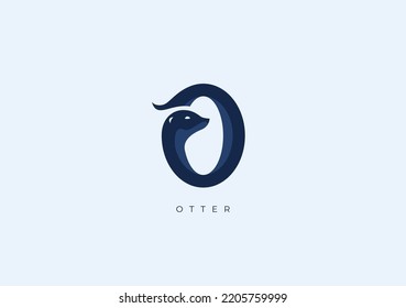 This is a modern logo of Otter, Great combination of Otter symbol with letter O as initial of Otter itself.