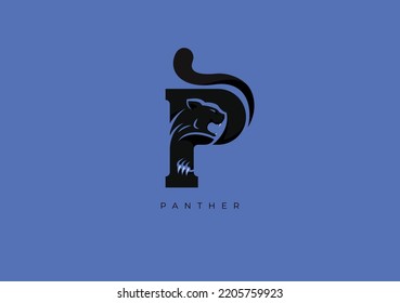 Este es un logo moderno de Panther, Gran combinación del símbolo Panther con la letra P como inicial de la propia Pantera.