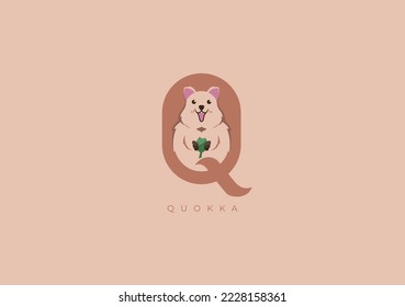 Dies ist ein modernes Logo von Quokka, eine großartige Kombination von Quokka-Symbol mit dem Buchstaben Q als erste von Quokka selbst.