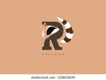 This is a modern logo of Raccoon, Great combination of Raccoon symbol with letter R as initial of Raccoon itself.