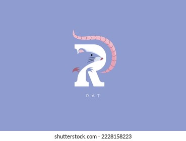 This is a modern logo of Rat, Great combination of Rat symbol with letter R as initial of Rat itself.