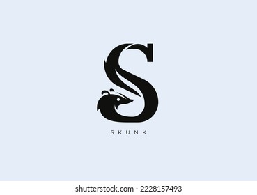 This is a modern logo of Skunk, Great combination of Skunk symbol with letter S as initial of Skunk itself.