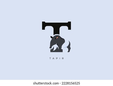 This is a modern logo of Tapir, Great combination of Tapir symbol with letter T as initial of Tapir itself.