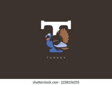 This is a modern logo of Turkey, Great combination of Turkey symbol with letter T as initial of Turkey itself.