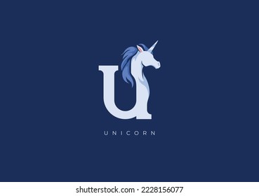 This is a modern logo of Unicorn, Great combination of Unicorn symbol with letter U as initial of Unicorn itself.