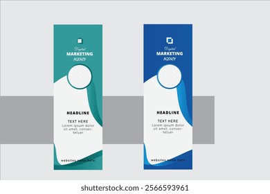This is a modern marketing rollup by using geometric shapes.