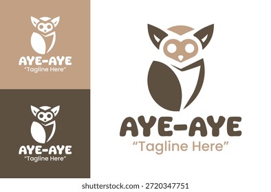 This modern minimalist aye aye logo supports professional branding for nature, research, and wildlife-focused use.